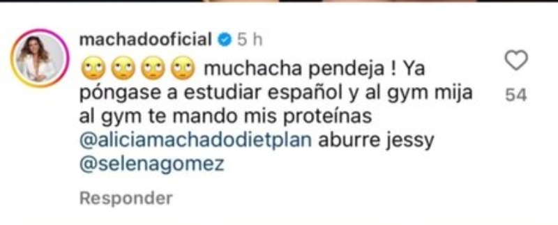 Alicia Machado arremetió contra Selena Gómez.