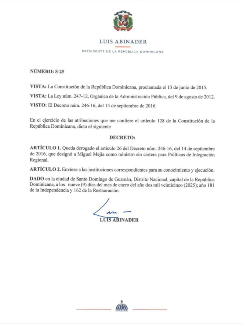 Presidente de República Dominicana destituyó a ministro por asistir a acto de Maduro