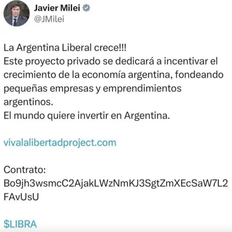Milei promocionó la Criptomoneda $LIBRA