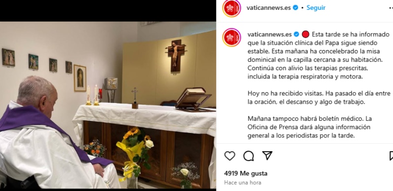 La primera foto del Papa Francisco tras un mes hospitalizado