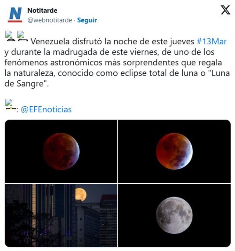 Luna de sangre / Vía: X @notitarde