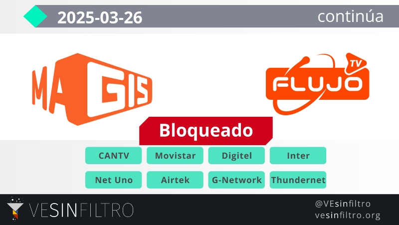 VE Sin Filtro confirmó bloqueo de MagisTv y FlujoTv en Venezuela