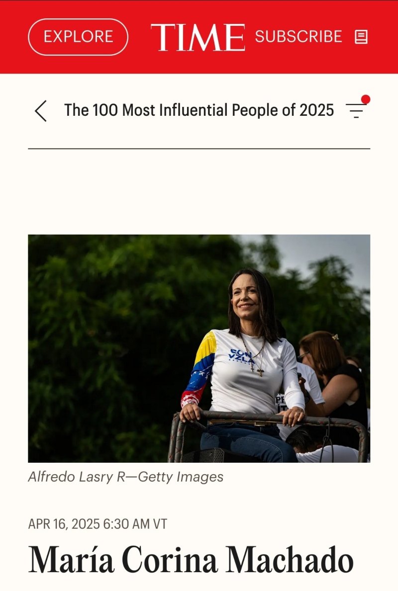 Time: María Corina entre las 100 personas más influyentes