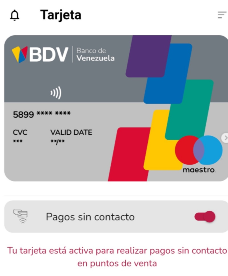 Tarjetas de débito del BDV podrán desactivar el "pago sin contacto"