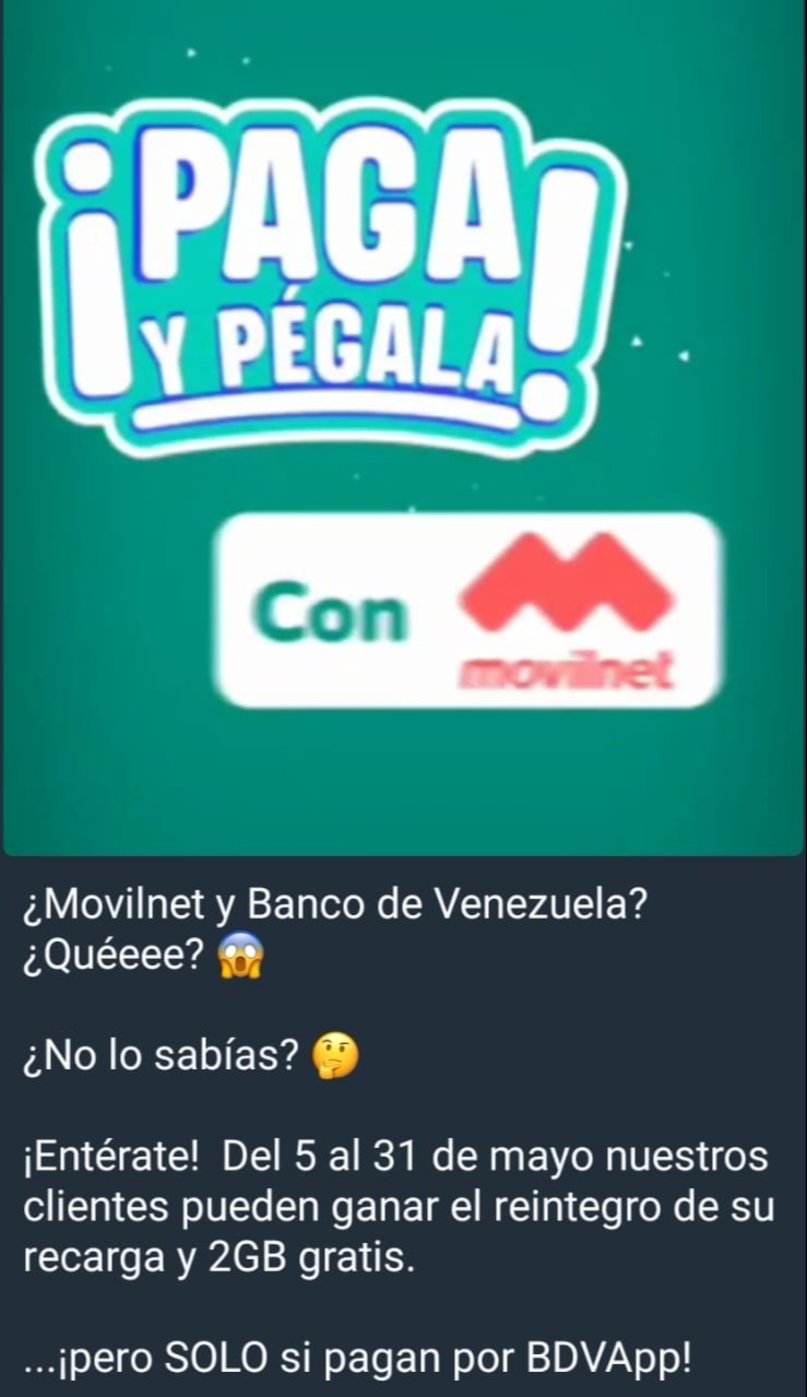 La promoción de Movilnet y el BDV estará válida hasta el 31 de mayo.