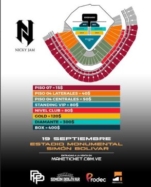 Así quedaron distribuidos los precios del show de Nicky Jam en Caracas.
