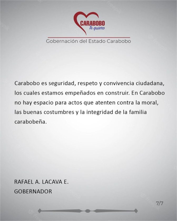 Comunicado Rafael Lacava Expo Valencia 