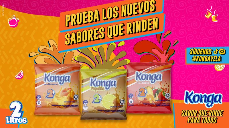 Konga te refresca con sus nuevos sabores: tizana, durazno y papelón