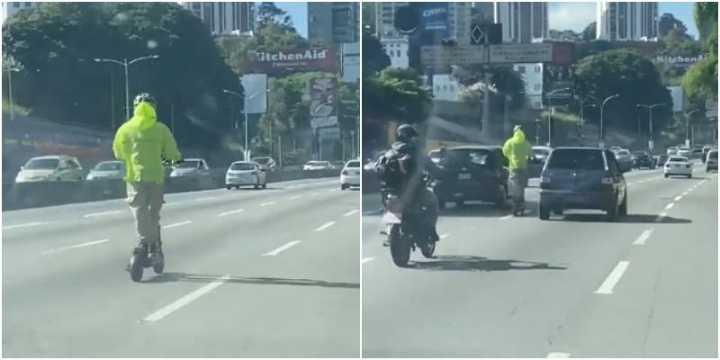 Se hizo viral por usar patineta eléctrica en autopistas de Caracas +VIDEO
