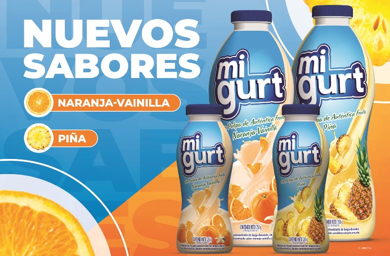 Migurt lanza al mercado nuevo sabor naranja - vainilla y trae de vuelta la piña