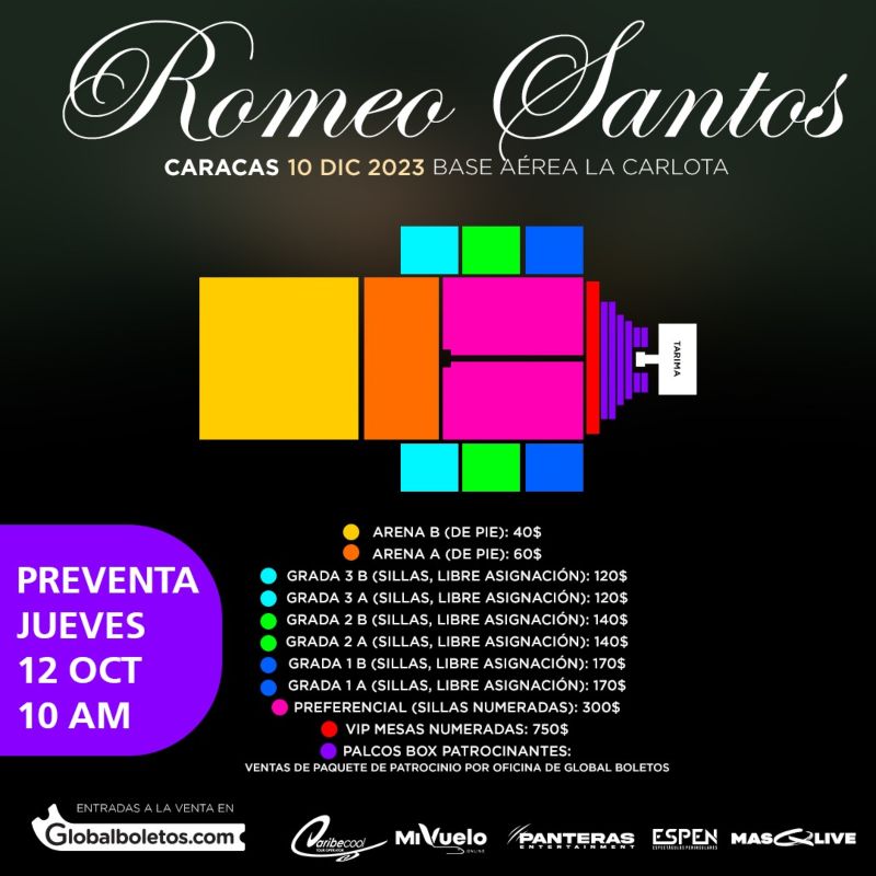 Estos son los precios para el concierto de Romeo Santos