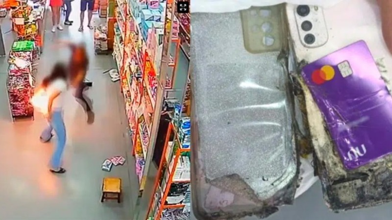 Le explotó el teléfono en su bolsillo y sufrió graves quemaduras +VIDEO