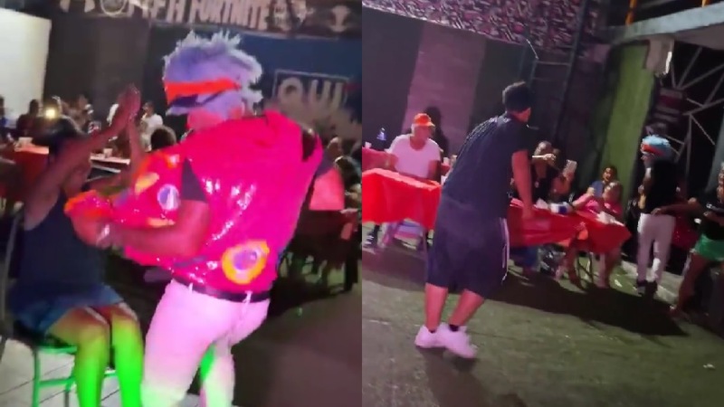Hombre celoso intentó apuñalar a un payaso por hacer un "baile sensual" a su esposa +VIDEO VIRAL