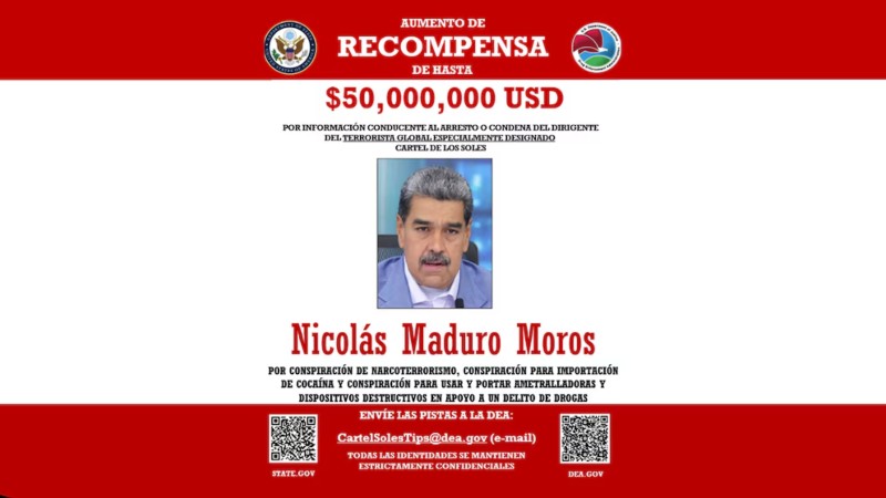 Trump ofrece $50 millones por la captura de Nicolás Maduro