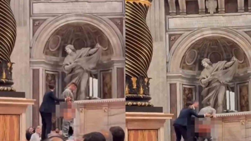 VIDEO VIRAL: Hombre orinó sobre el altar de la Basílica del Vaticano y así reaccionó León XIV