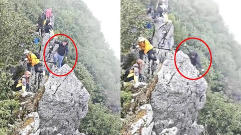 VIDEO VIRAL: El terrible momento de un turista al caer de una montaña mientras veía su teléfono
