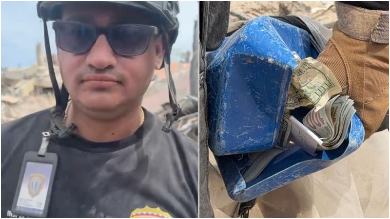 INDIGNANTE: Agarraron a funcionario robando dólares en efectivo entre escombros en La Guaira