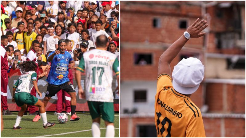 Ronaldinho desató furor en Petare durante partido de exhibición +VIDEOS