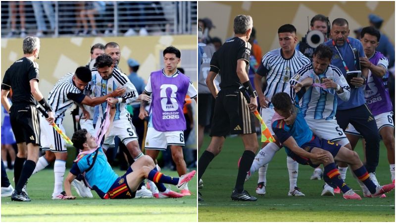 La brutal agresión de Leandro Paredes a Eric García y Gavi tras la derrota de Argentina: VIDEO