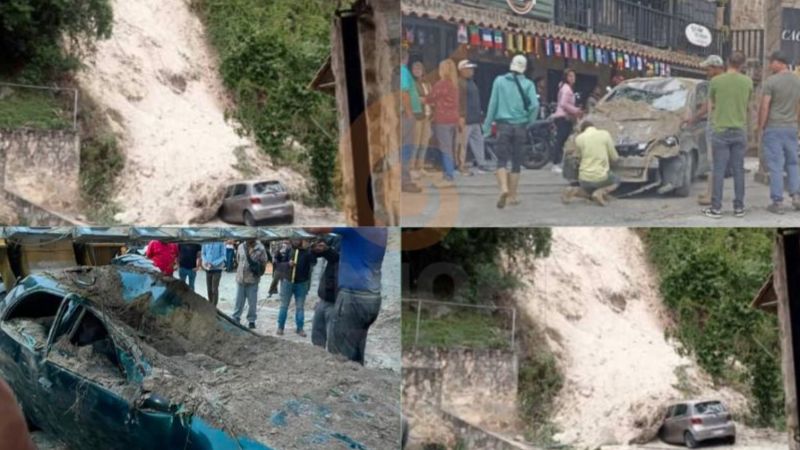 VIDEO | Tres vehículos tapiados tras deslizamiento de tierra en la Colonia Tovar