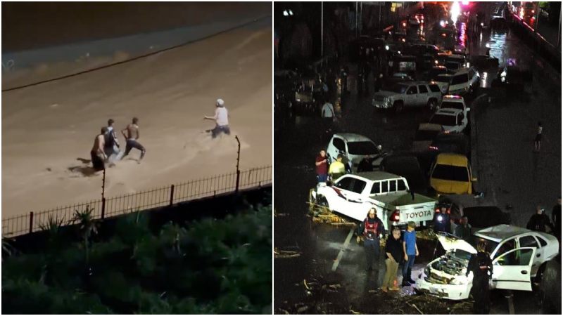 Imágenes apocalípticas: personas atrapadas y carros arrastrados tras lluvias en Caracas