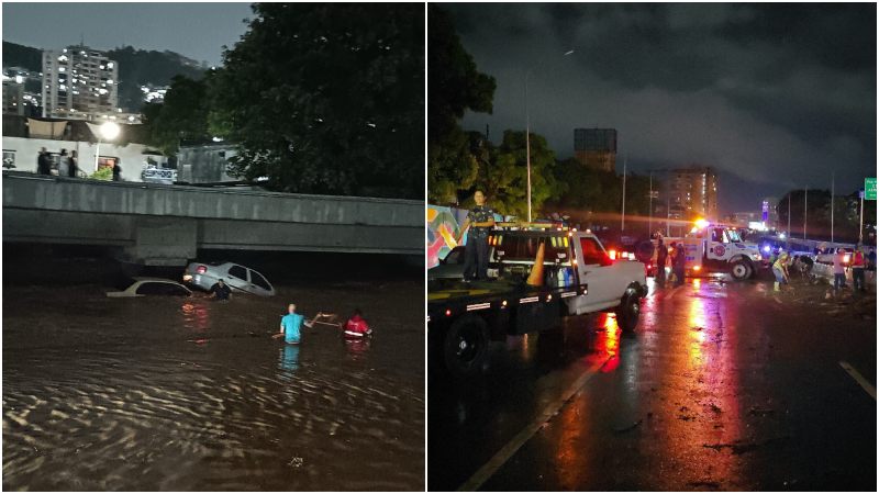 Más de 100 personas rescatadas tras inundación de la autopista Valle - Coche de Caracas